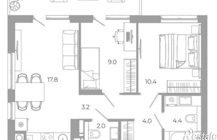 2-комн квартира улица Космонавтов, 18 стр,  д. 18 стр