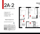 2-комн, 51 кв м, этаж 5/24 ул Бехтерева, 8