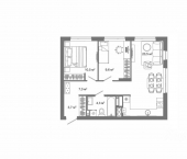 2-комн, 55 кв м, этаж 12/25 улица Латышева, 12