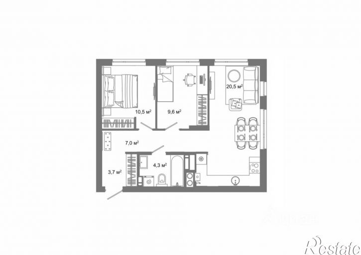 2-комн квартира в новом доме улица Латышева, 12,  д. 12