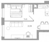 1-комн, 44 кв м, этаж 7/18 ул Боевая, 126 4