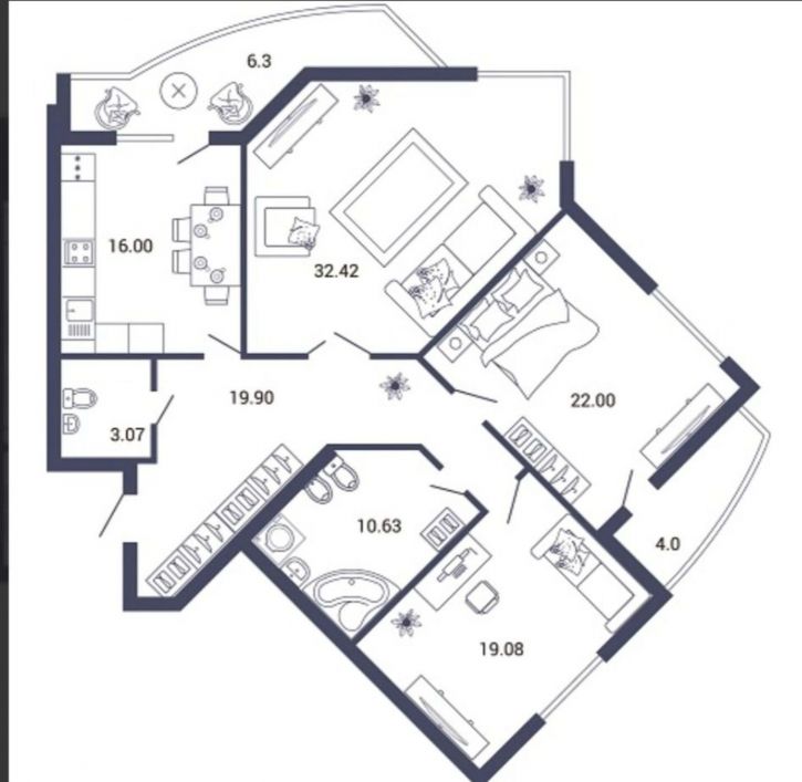 3-комн квартира Аршанская ул, 16