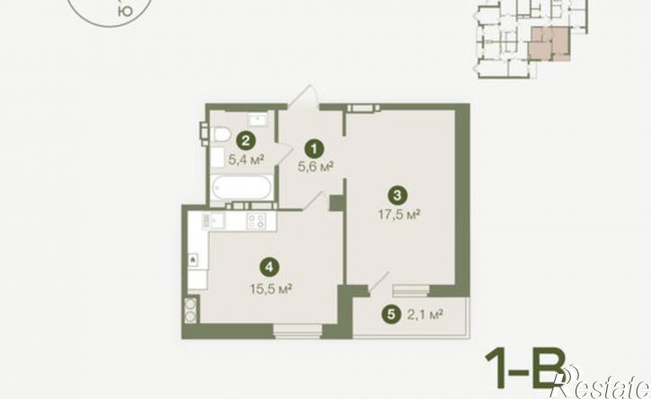 1-комн квартира в новом доме Августовская улица