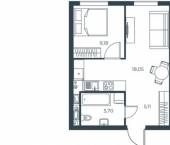 1-комн, 37 кв м, этаж 12/30 Бакинская улица, 65