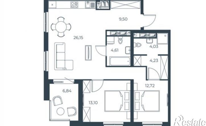 2-комн квартира в новом доме Бакинская улица, 65,  д. 65