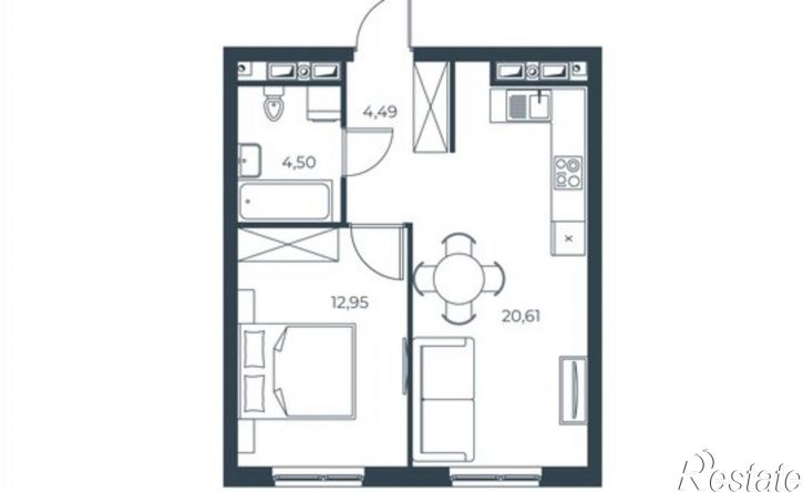 1-комн квартира в новом доме Бакинская улица, 65,  д. 65