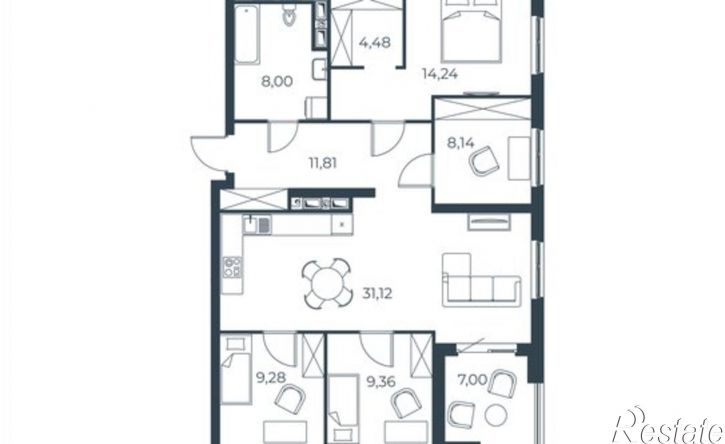 3-комн квартира в новом доме Бакинская улица, 65,  д. 65