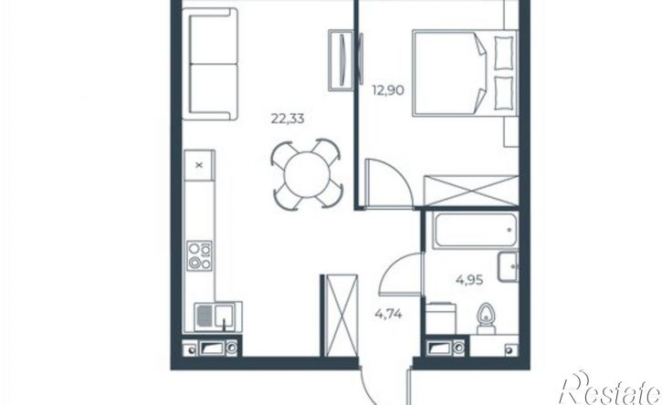 1-комн квартира в новом доме Астрахань, Бакинская улица, 65