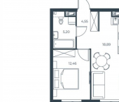 1-комн, 41 кв м, этаж 12/30 Бакинская улица, 65