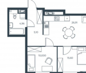 2-комн, 64 кв м, этаж 11/30 ул Тамбовская, 14