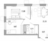 2-комн, 52 кв м, этаж 6/18 Энергетическая улица