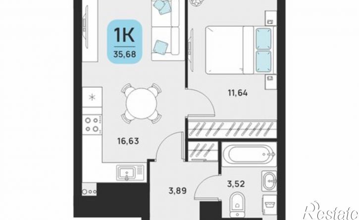 1-комн квартира в новом доме ул Набережная реки Царева, 115/1,  д. 115/1