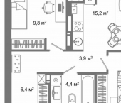 2-комн, 50 кв м, этаж 12/25 ул Латышева, 14