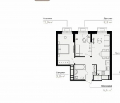 2-комн, 47 кв м, этаж 17/21 Линейный переулок, 8А