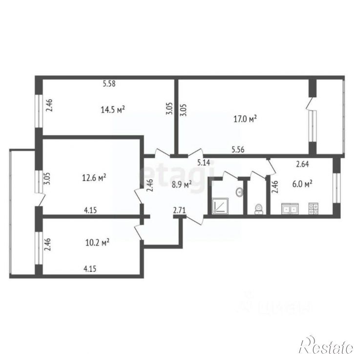 4-комн квартира Спортивная улица, 41Б,  д. 41Б