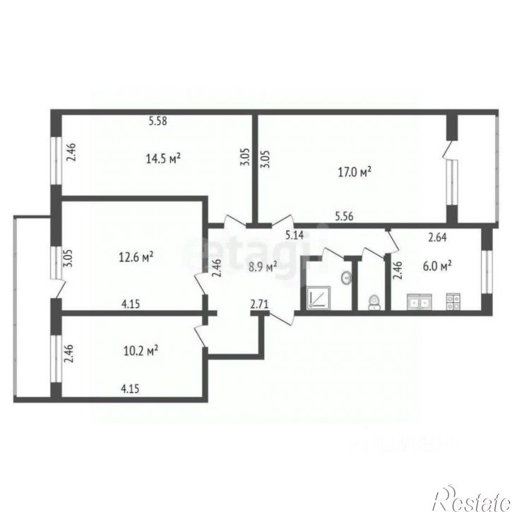 4-комн квартира Спортивная улица, 41Б,  д. 41Б