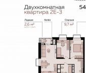 2-комн, 55 кв м, этаж 21/21 Линейный переулок, 8/1