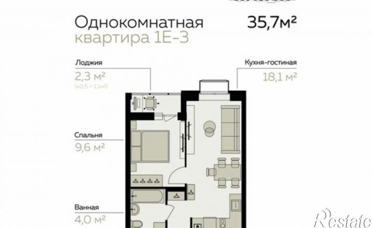 1-комн квартира в новом доме Линейный переулок, 8/1,  д. 8/1