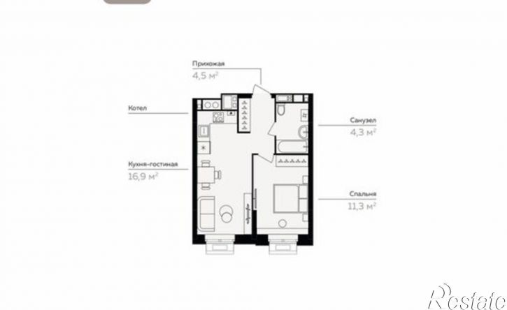 1-комн квартира в новом доме Линейный переулок, 8А,  д. 8А