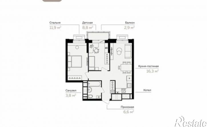 2-комн квартира в новом доме Астрахань, Линейный переулок, 8/2