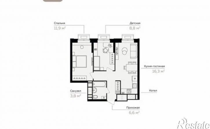 2-комн квартира в новом доме Астрахань, Линейный переулок, 8/2