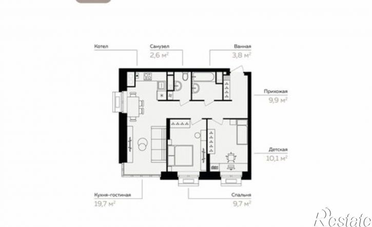 2-комн квартира в новом доме Астрахань, Линейный переулок, 8/2