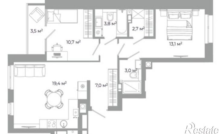 2-комн квартира в новом доме ул Латышева, 18г,  д. 18г