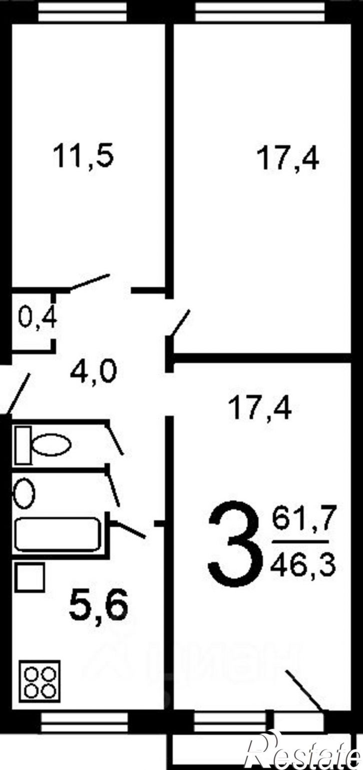 3-комн квартира ул Ботвина, 18,  д. 18