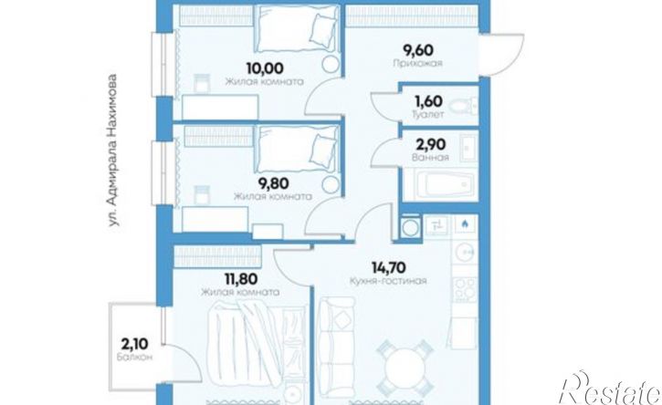 3-комн квартира улица Адмирала Нахимова, 141Б,  д. 141Б
