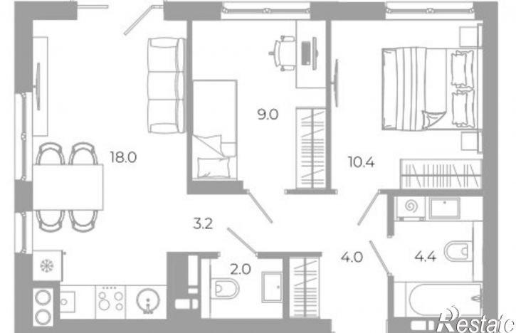 2-комн квартира ул Космонавтов, 18 3,  д. 18 3,  к. 3