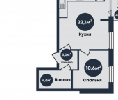 1-комн, 42кв м, этаж 6/7 ул Анатолия Сергеева, 25