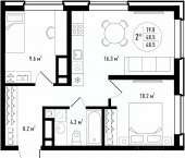 3-комн, 48 кв м, этаж 14/17 улица Ахшарумова, 82