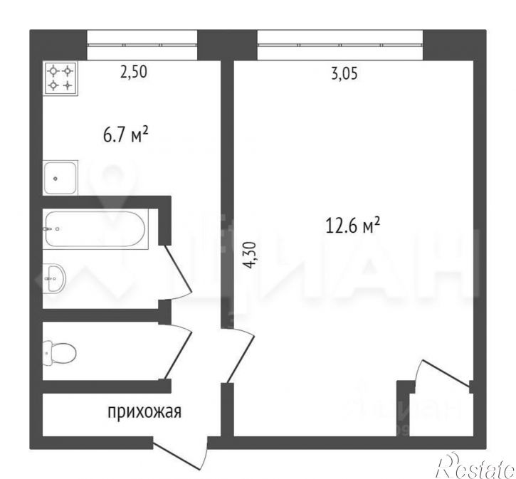 1-комн квартира ул Татищева, 43А,  д. 43А