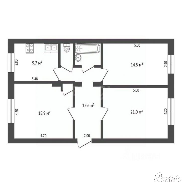3-комн квартира ул Богдана Хмельницкого, 13,  д. 13
