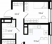 3-комн, 48 кв м, этаж 17/17 улица Ахшарумова, 82