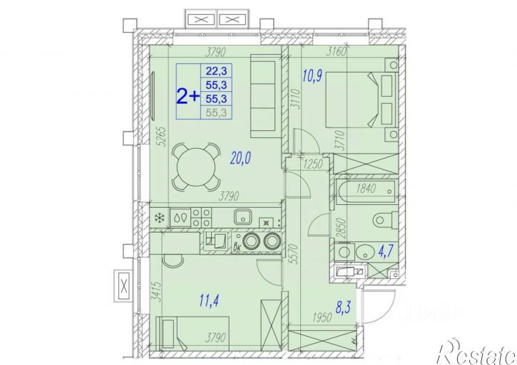 2-комн квартира в новом доме ул Плещеева, 105,  д. 105