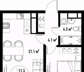 2-комн, 41 кв м, этаж 12/25 улица Трофимова, 85