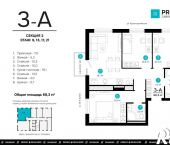 3-комн, 68 кв м, этаж 9/23 улица Татищева, 2Б