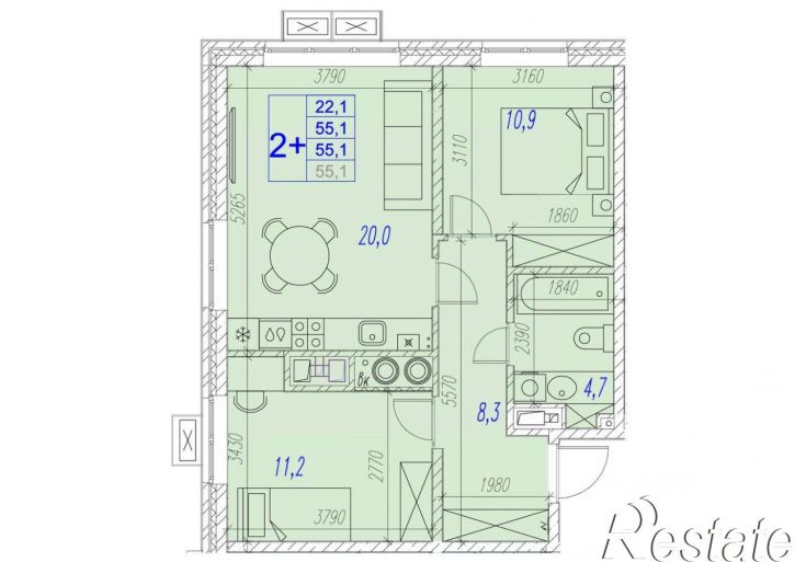 2-комн квартира в новом доме улица Трофимова, 104,  д. 104