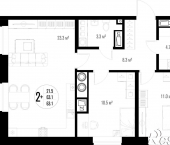 2-комн, 63 кв м, этаж 4/17 улица Трофимова, 104