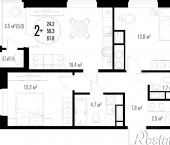 2-комн, 61 кв м, этаж 8/18 улица Трофимова, 102