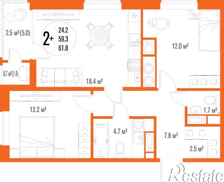 2-комн квартира в новом доме улица Трофимова, 102,  д. 102