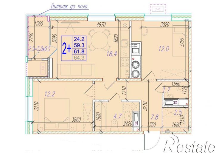 2-комн квартира в новом доме улица Трофимова, 102,  д. 102