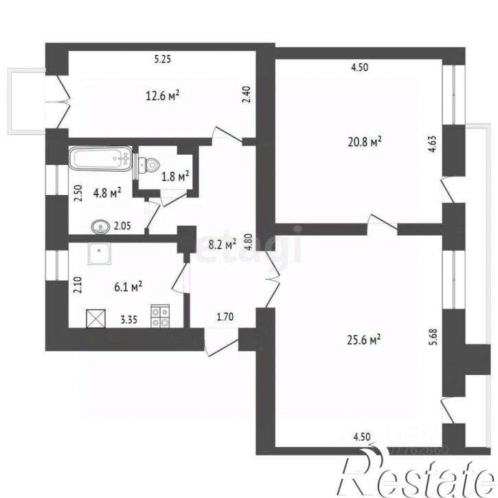 3-комн квартира улица Галлея, 5/3/3,  д. 5/3/3