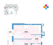 1-комн, 45 кв м, этаж 10/10 улица Адмирала Нахимова, 141Б